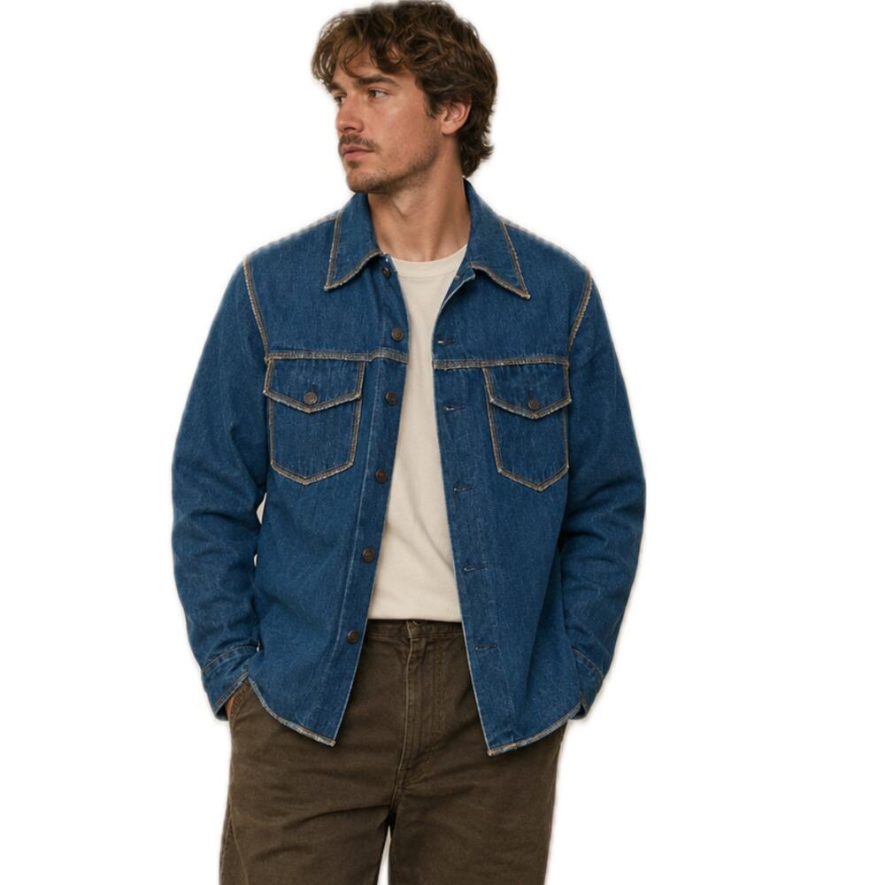 Vintage 70s JCPenney Denim Shirt Jacket Western Button Front Shacket M USA -
